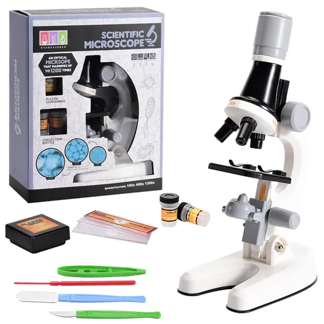 Microscope Science Kit for Educational Use Children's microscope science kit with accessories, perfect for educational and science projects, includes slides, tools, and a detailed instruction manual.