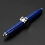 High-quality blue ballpoint pen featuring chrome accents and a sleek design, perfect for writing, note-taking, or as a stylish desk accessory.