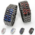 LED digital watches with metal bands, featuring customizable colors and sleek design, perfect for tech enthusiasts and fashion-forward individuals.