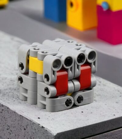 Robotic LEGO-style construction toy with colorful interlocking pieces for STEM learning.