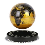 Detailed world globe with a built-in compass for educational and decorative purposes.