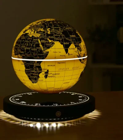 Illuminated globe lamp displaying world map with LED lighting, perfect for educational decor and science enthusiasts.