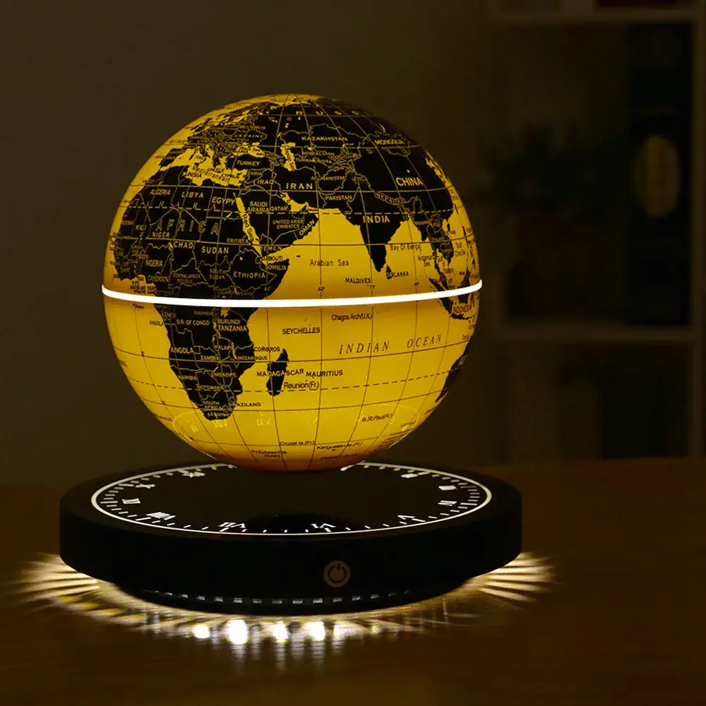 Illuminated globe lamp displaying world map with LED lighting, perfect for educational decor and science enthusiasts.