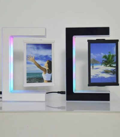 Modern LED light frame displaying a beach scene with palm trees and blue sky, perfect for science-themed decor or educational displays.