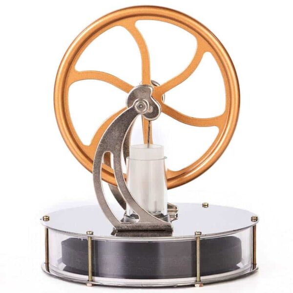 Educational magnetic motor science kit with spinning wheel and transparent base, ideal for science experiments and STEM learning.