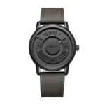 Modern black watch with Roman numerals on dial, featuring a sleek design suitable for both men and women.