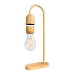 A stylish wooden desk lamp featuring an exposed Edison bulb, perfect for science-themed decor and educational spaces.