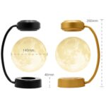 Modern moon lamp with a 140mm diameter, featuring a black or gold adjustable stand and a 260mm cord, perfect for home decor or educational purposes.