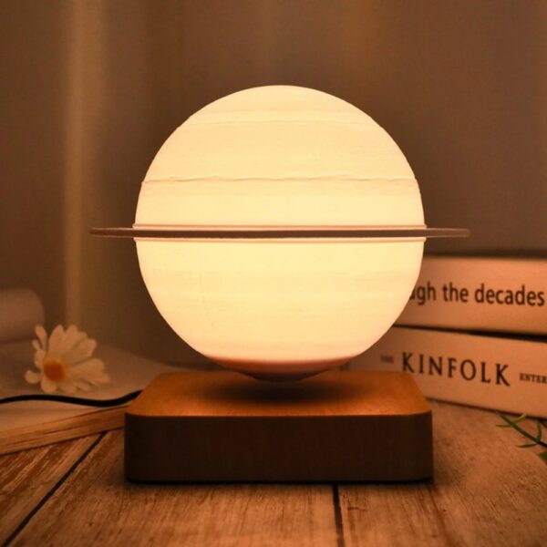 Modern spherical lamp with a ring accent, perfect for science-inspired decor and educational spaces. Soft glow creates a cozy atmosphere.