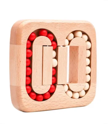 Colorful wooden bead maze for kids, ideal for educational play and developing fine motor skills.