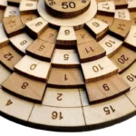 Educational wooden number tiles arranged in a circular pattern for a fun and engaging memory game, perfect for kids and adults to enhance cognitive skills.