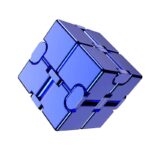 A metallic blue magnetic puzzle cube with interlocking pieces, showcasing a modern and innovative design for educational and science decor purposes.