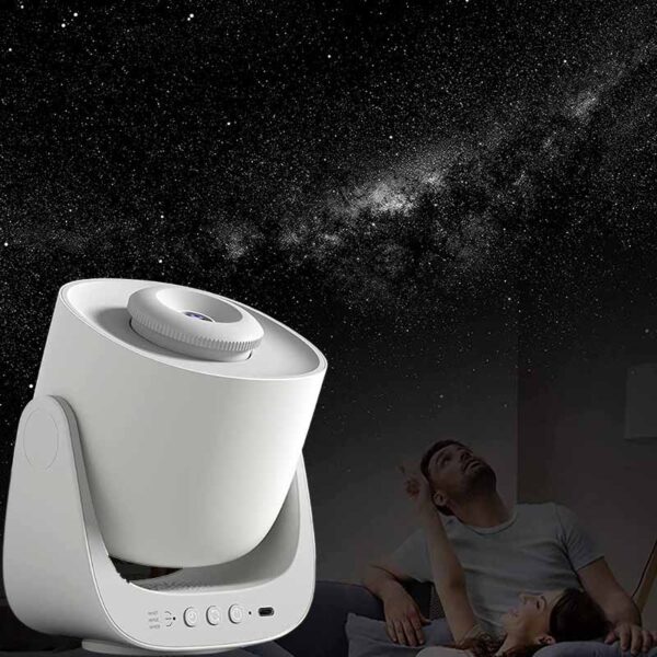 Advanced star projector for home astronomy and educational use, projecting realistic night sky scenes onto ceilings and walls.