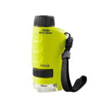 Bright green monocular with black adjustable strap and focus knob, ideal for outdoor exploration and educational activities.