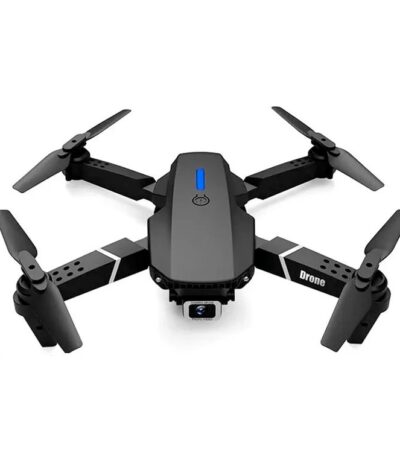 Compact black drone with four propellers and built-in camera, ideal for aerial photography and videography enthusiasts.