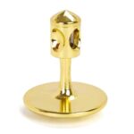 Gold Tesla Coil model for science decor and educational purposes, showcasing a miniature replica of a Tesla coil with a shiny gold finish.