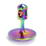 Colorful metallic rocket-shaped magnet with a round base, ideal for science experiments and educational demonstrations.