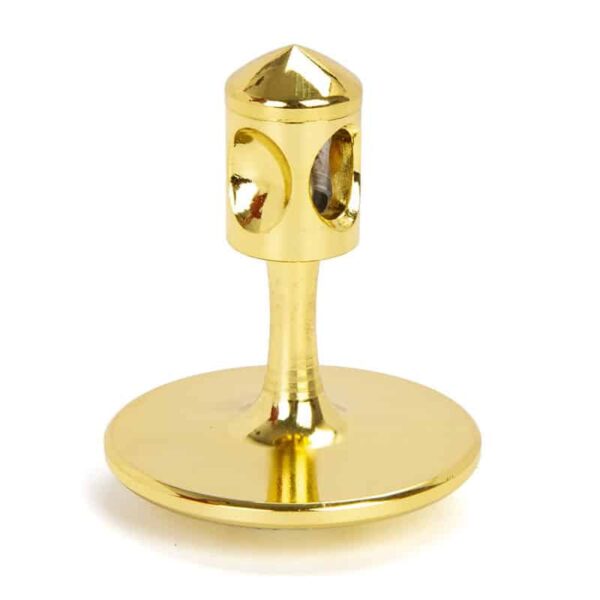 Gold Tesla Coil model for science decor and educational purposes, showcasing a miniature replica of a Tesla coil with a shiny gold finish.