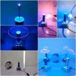 Electrostatic and plasma science demonstration devices with glowing effects.