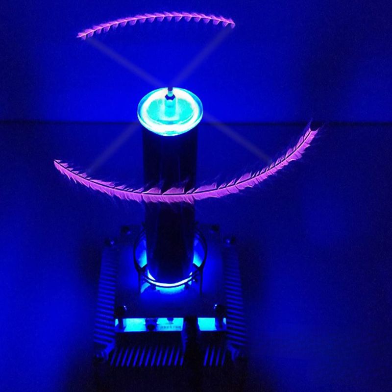 Blue plasma ball with electric discharges and glowing light effects.