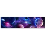 Vibrant cosmic space galaxy mural featuring planets, stars, and nebulae, perfect for science decor and educational settings.