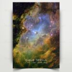 Eagle Nebula space poster featuring a stunning image of a star-forming region in deep space, showcasing vibrant colors and cosmic dust clouds. Perfect for science decor and educational purposes.