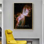Stunning image of the Butterfly Nebula showcasing vibrant colors and cosmic details, perfect for science decor and educational displays.