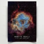 Stunning image of the Rosette Nebula showcasing vibrant colors and intricate details, perfect for science decor and educational displays.