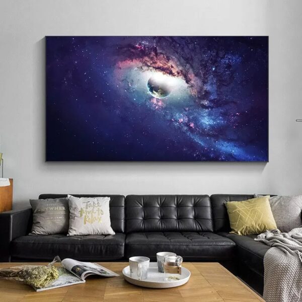 Stunning galaxy and cosmic nebula wall art for modern home decor, featuring vibrant colors and detailed space imagery to enhance any living room or office space.