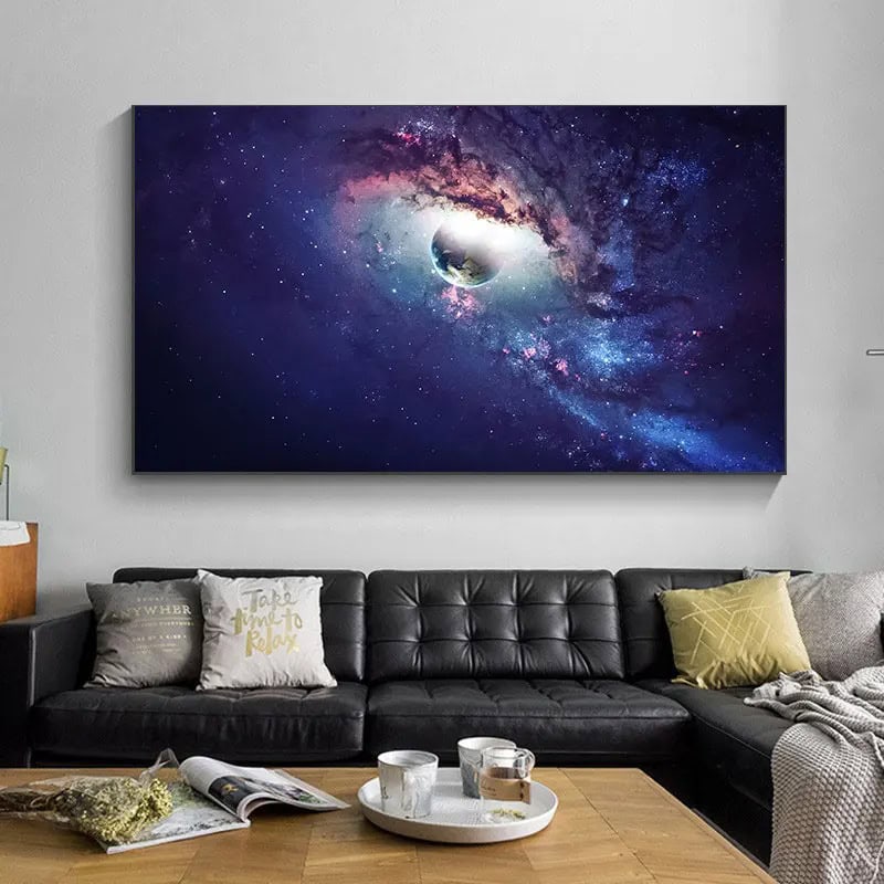 Stunning galaxy and cosmic nebula wall art for modern home decor, featuring vibrant colors and detailed space imagery to enhance any living room or office space.