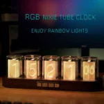 RGB Nixie Tube Clock with rainbow lighting effects and vintage design.