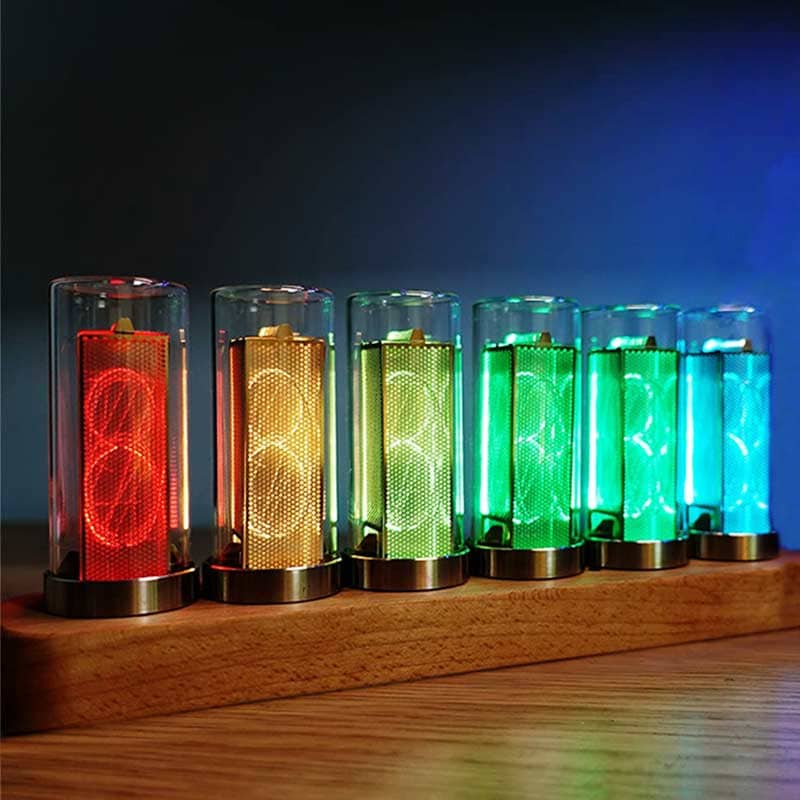 Colorful LED Nixie Tube Display with Illuminated Numbers.