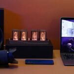 Vintage Nixie Tube Clock Display with Four Numerals.