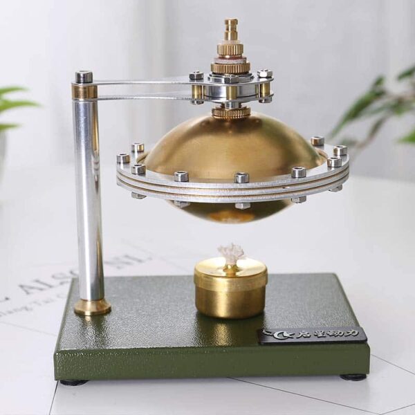 A magnetic levitation device demonstrating magnetic repulsion with a floating metallic sphere suspended above a base.