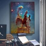 Vivid nebula space art poster showcasing colorful cosmic clouds and stars, perfect for science enthusiasts and space lovers.