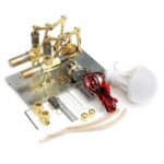 Educational science kit featuring a light bulb generator with brass components, wiring, and accessories for hands-on science experiments and learning.