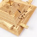 Educational wooden geometric puzzle and measurement tools for STEM education and hands-on learning.