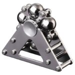 A magnetic science toy featuring shiny metal balls and a triangular frame, designed for educational and STEM learning activities.
