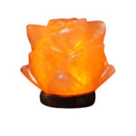 Salt Lamp with Wooden Base for Home Decor and Relaxation.