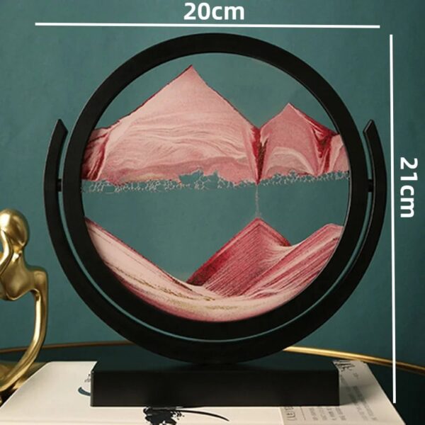 Optical illusion art featuring a mountain landscape seen through a circular frame, creating a mesmerizing visual effect.