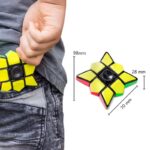 Child holding a Rubik's Cube with integrated sound module, measuring 98mm x 70mm x 28mm, designed for educational and entertainment purposes.