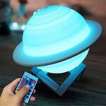 LED Saturn Planet Lamp with remote, perfect for science decor and educational purposes. Features a realistic glow and adjustable lighting, ideal for science enthusiasts and kids' learning spaces.
