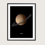 Framed poster of Saturn showcasing its iconic rings and planet's surface, perfect for science enthusiasts and educational spaces.