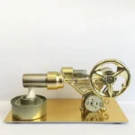 High-quality vintage-style steam engine model with brass and metal components, perfect for science enthusiasts and educational displays.