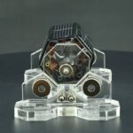 Detailed model of the solar system with transparent base, showcasing planets and orbit paths, ideal for educational purposes and science decor.