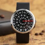Stylish modern analog watch featuring a distinctive dial with bold numbers and a black strap, perfect for fashion-forward individuals.