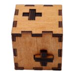 Wooden puzzle cube with interlocking pieces for educational play and brain development, perfect for kids and adults.