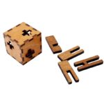 Wooden puzzle cube with interlocking pieces for educational and brain-teasing fun, perfect for science and STEM learning activities.