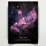 Stunning image of the nebula NGC 346 in the Small Magellanic Cloud, showcasing vibrant pink and purple hues with countless stars, illustrating a star-forming region 210,000 light-years away.