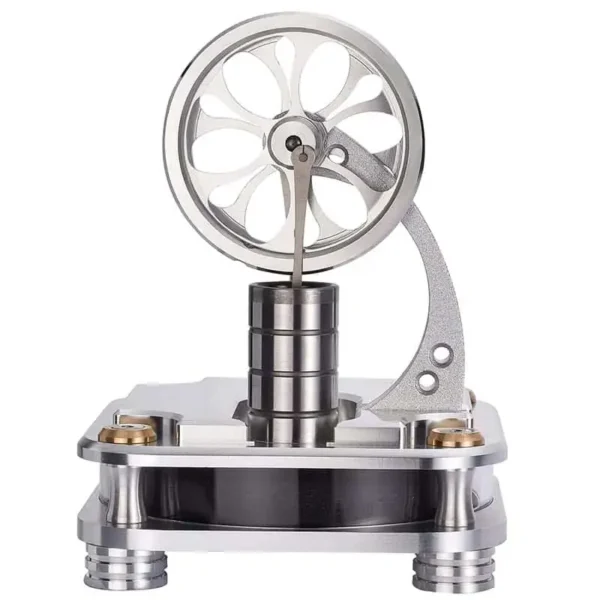 Educational magnetic motor science kit demonstrating electromagnetic principles with a rotating wheel and metal components. Perfect for science experiments and STEM learning.
